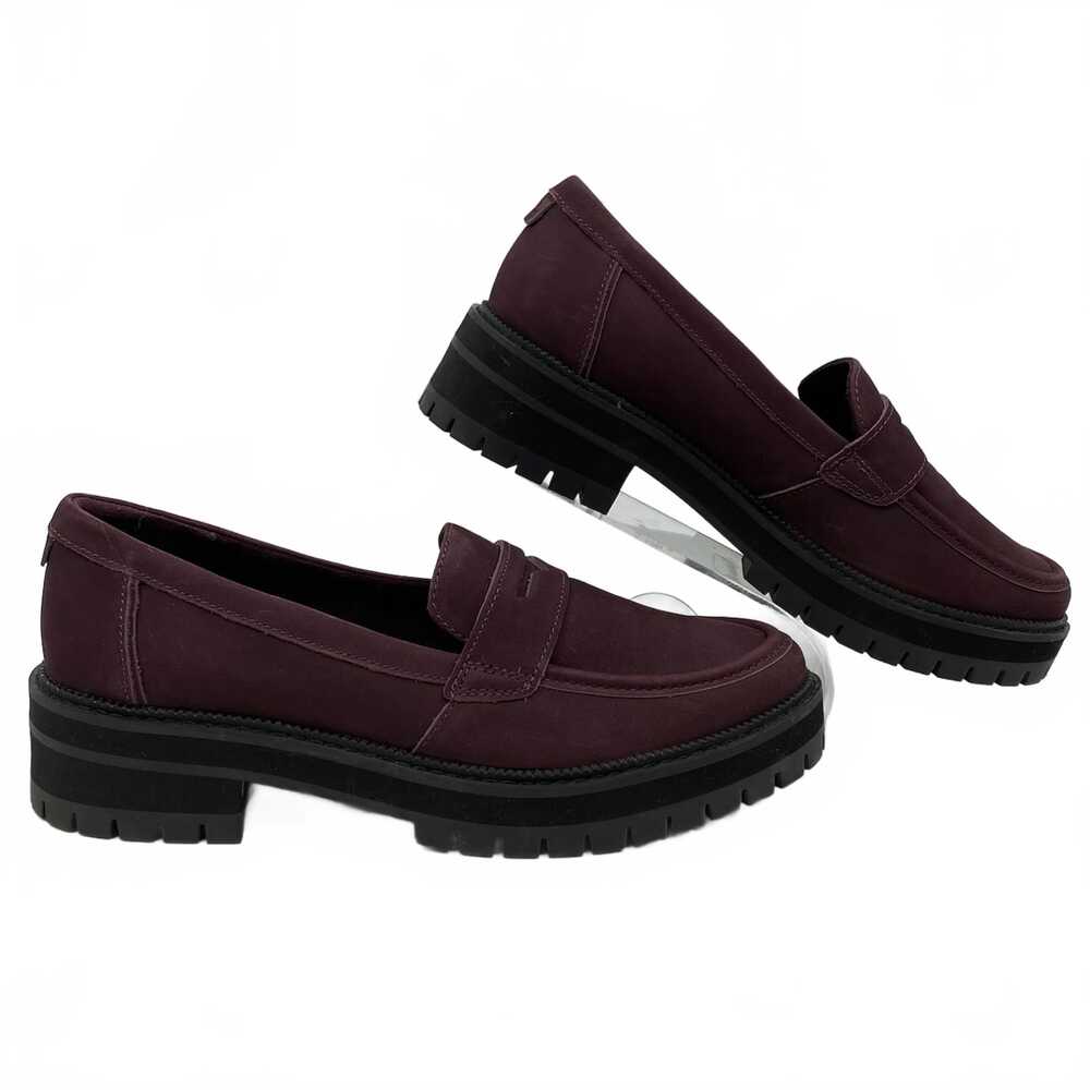 Toms Maroon Platform Loafers Purple Leather | Women’s 8.5